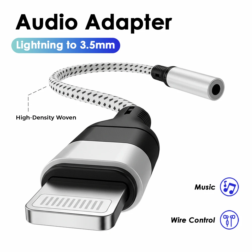 Lightning to 3.5mm Audio Adapter - Earphones & Headphones Connector with Audio Splitter Functionality