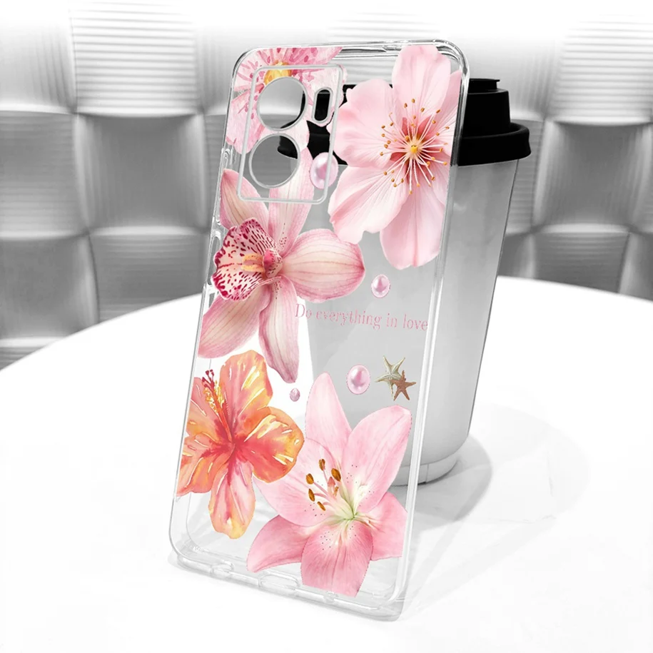 Stylish Flower Butterfly Soft Clear Silicone Phone Case Cover