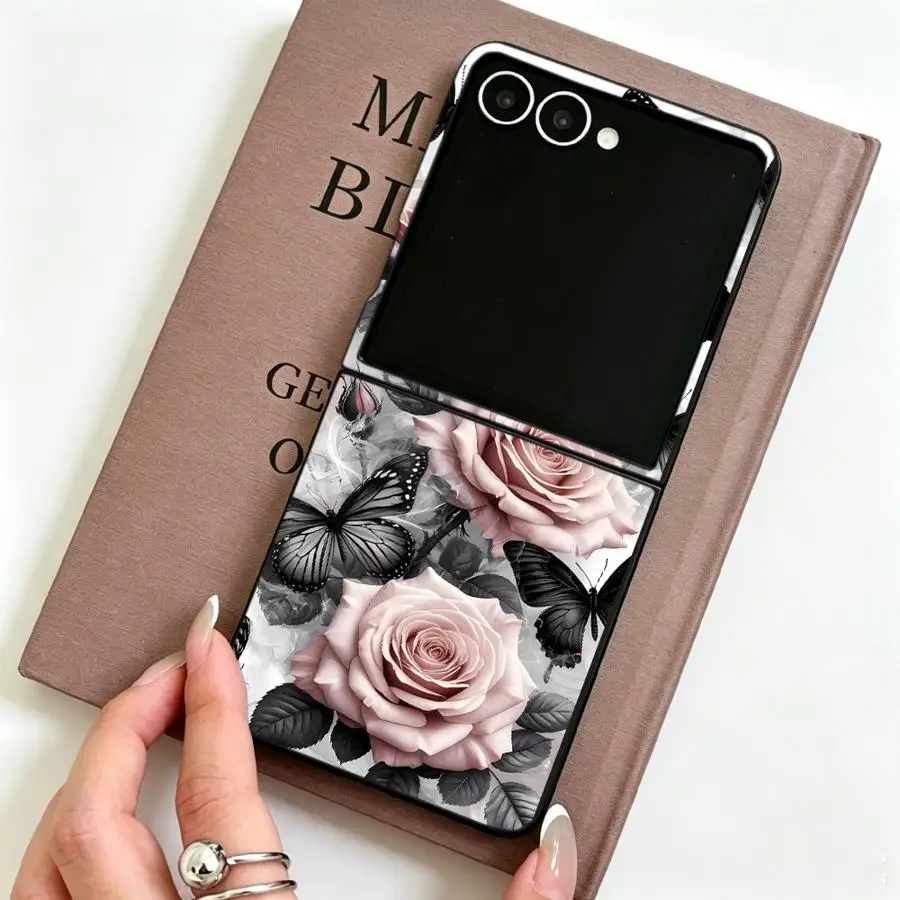 Monochrome Butterfly Rose Luxury Phone Cover