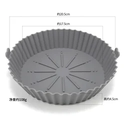Reusable Silicone Air Fryer Baking Tray - Food - Grade Liner for Oven, Pizza, and Fried Chicken (L - Gray)