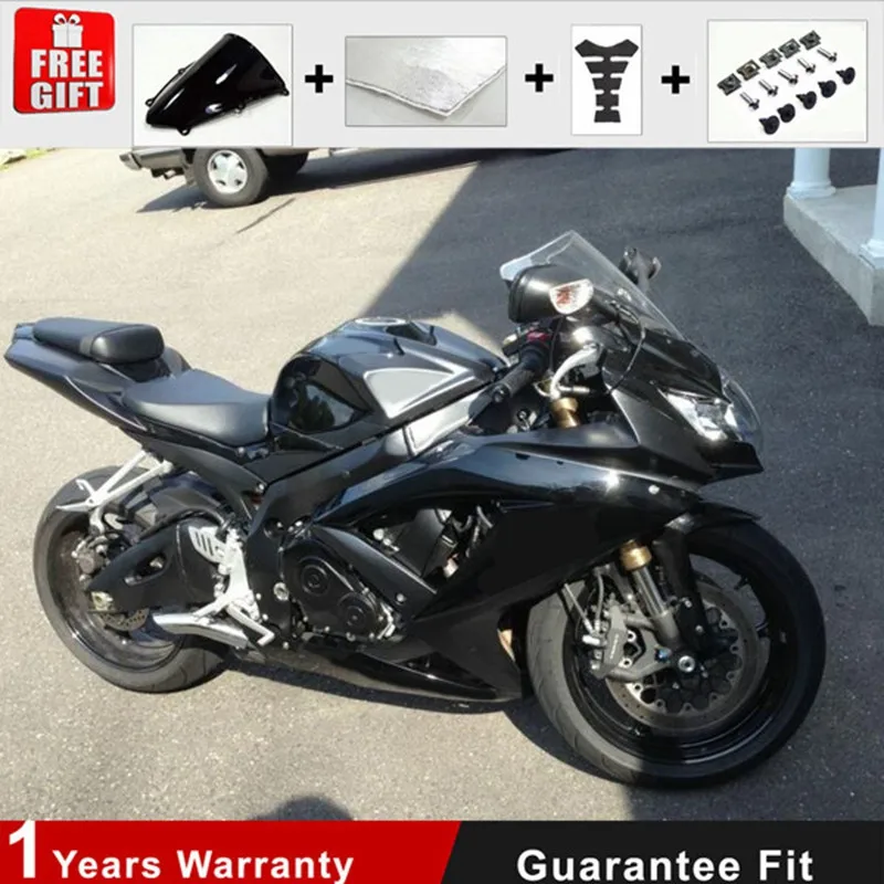 

Новый комплект обтекателей из АБС-пластика под давлением, подходит для SUZUKI 600, 750, K6, 2006, 2007, 06, 07, набор обтекателей под заказ, черный, блестящий