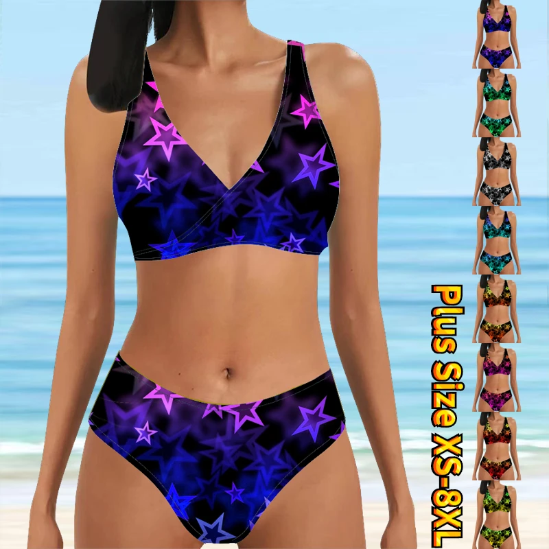 

Women New Design Printing Swimwear Summer Swimsuit Two Piece Set Female Sexy Vintage Bathing Suit Bikini Beachwear Swim Suit