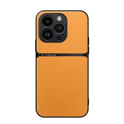 Luxury Leather Soft Cover Phone Case - Elegant Design for iPhone 12 (Autumn Yellow)