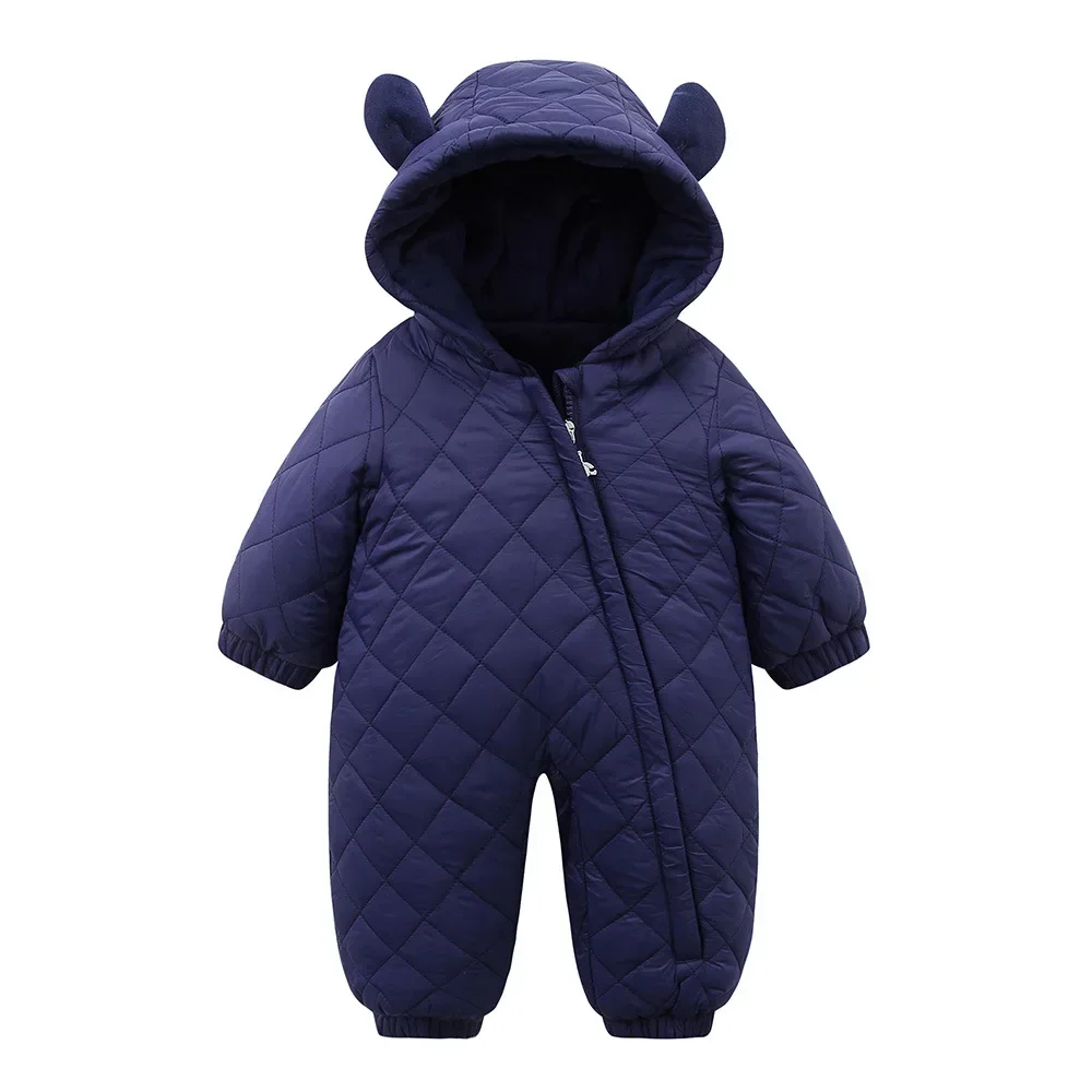 Winter Jumpsuit For Kids Plus Velvet Warm Hooded Newborn Baby Romper 0-2 Years Infant Girl Winter Overalls Baby Outfits