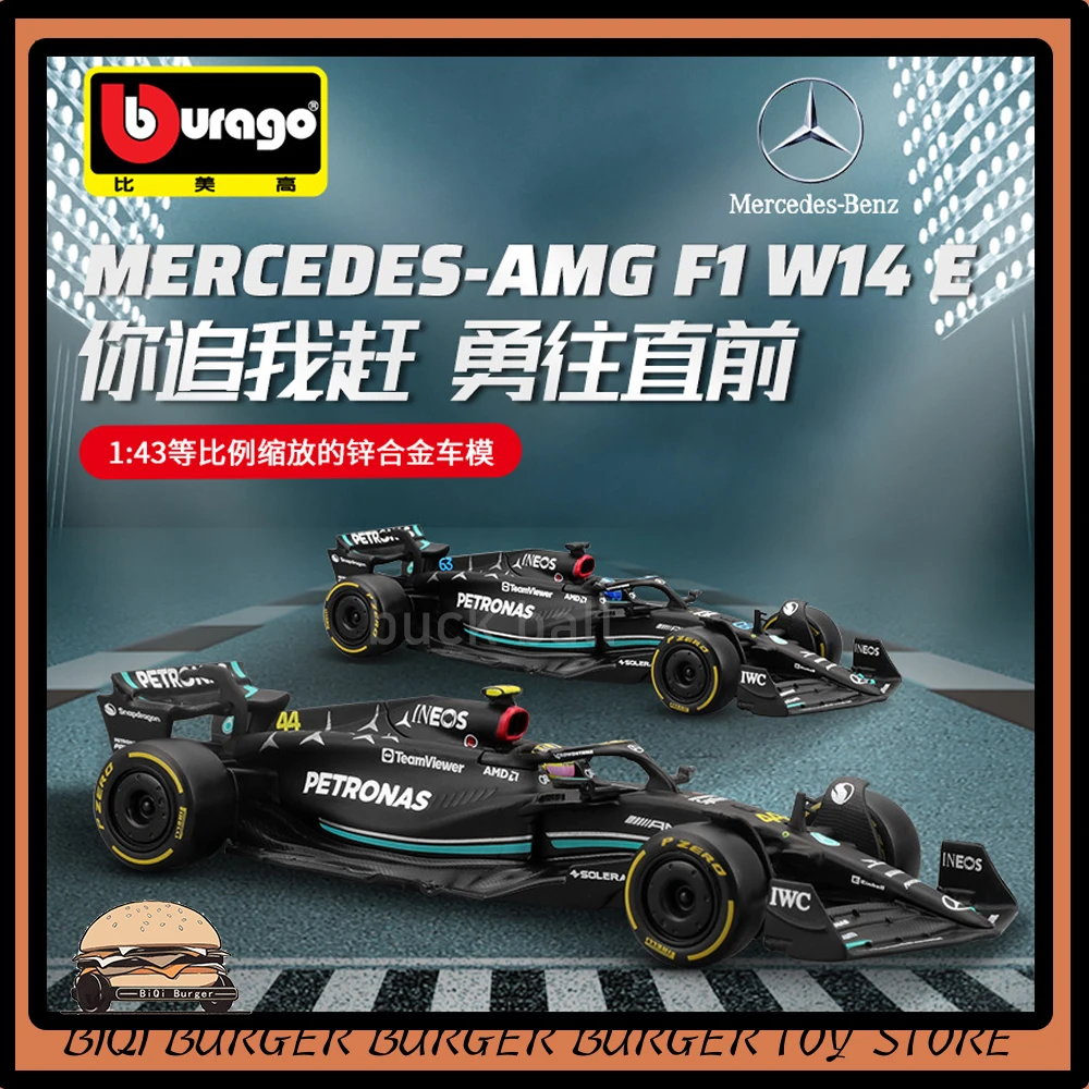 Bburago 2023 1:43 Mercedes-Amg F1 W14 E Model Car Series #63 George Russell #44 Lewis Hamilton Simulation Car Collection Gifts