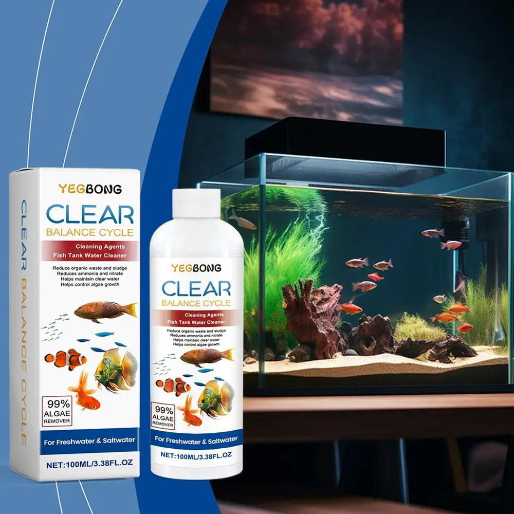 Description Picture 5 of item100ML Cleaner Fish Tanks Safe Reduce Algae Remover Aquarium Sludge Remover Bio Enzyme Clarifier Algae Control Cleaner Aquariums