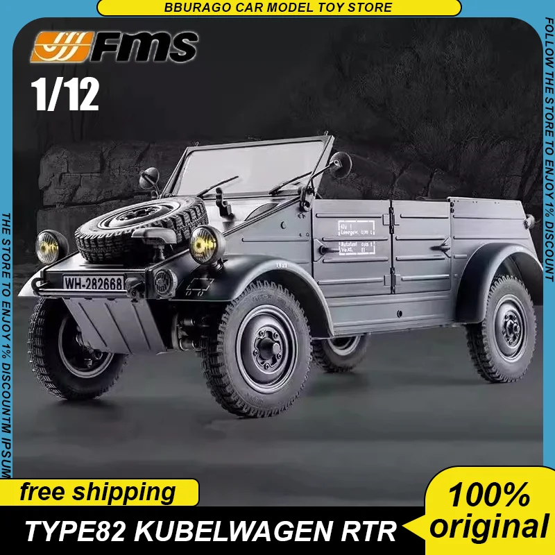 

Автомобиль с дистанционным управлением FMS 1:12 type 82 Kubelwagen RTR, радиоуправляемая машина, автомобиль С четырехколесным приводом, игрушка с переменной скоростью для скалолазания, модель автомобиля в подарок
