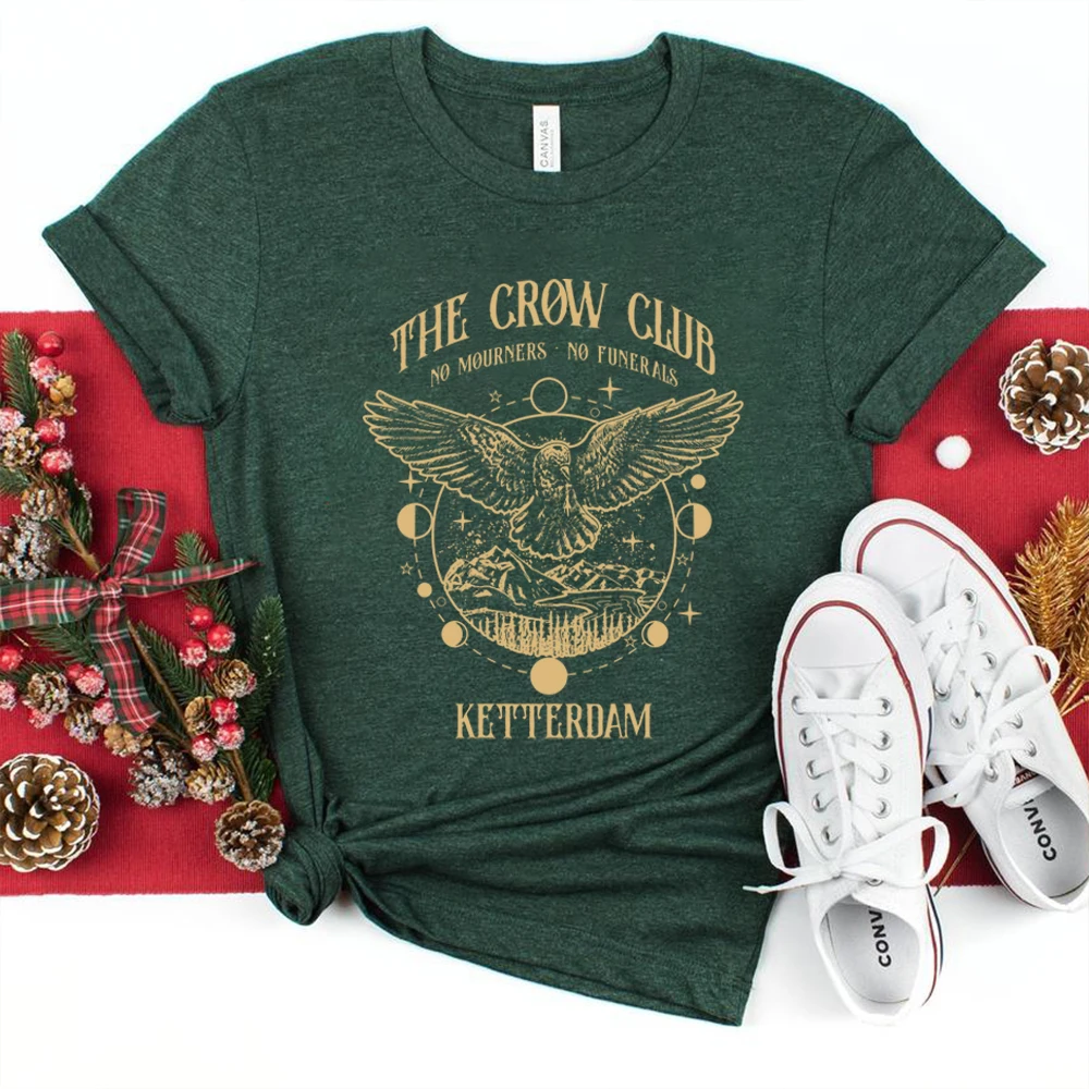 Six of Crows T Shirt No Mourners Merch Ketterdam Crow Club Shirts Gothic Tee Unisex Short Sleeves Tops Aesthetic Clothes 4