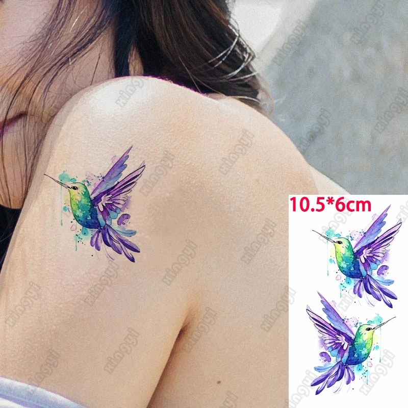 Tatuajes temporales de mariposa colibrí para mujeres, niñas y hombres, Cuco de Luna, pequeña flor, tatuaje falso, pegatina de fiesta, tatuaje de pierna para muñeca - AliExpress