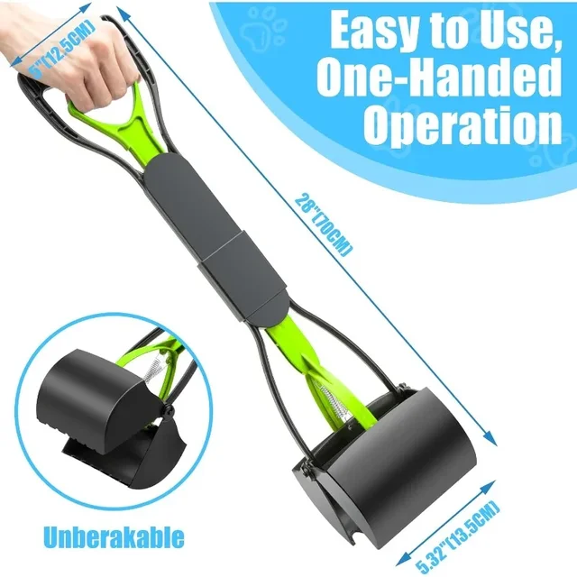 Long Handle Jaw Clamp Poop Scooper Heavy Duty Pet Waste Grabber Foldable Portable for Dogs Puppies Cats No Bend Tool 2