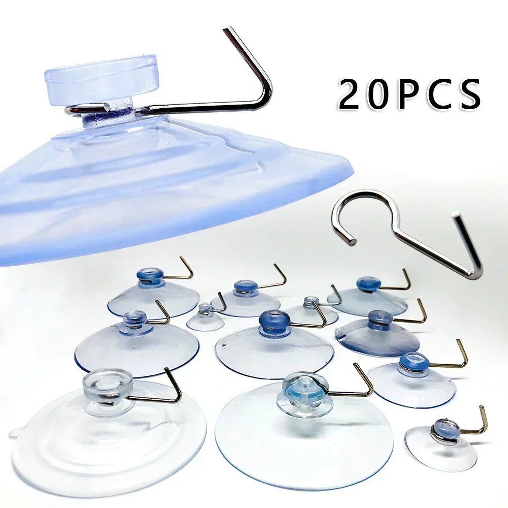 20pcs/set Casement Suction Cups With Metal Hook Hanger Hanging Hook Sucker Cups Door Wall Hangers Hooks Suction Heavy Load USEFU