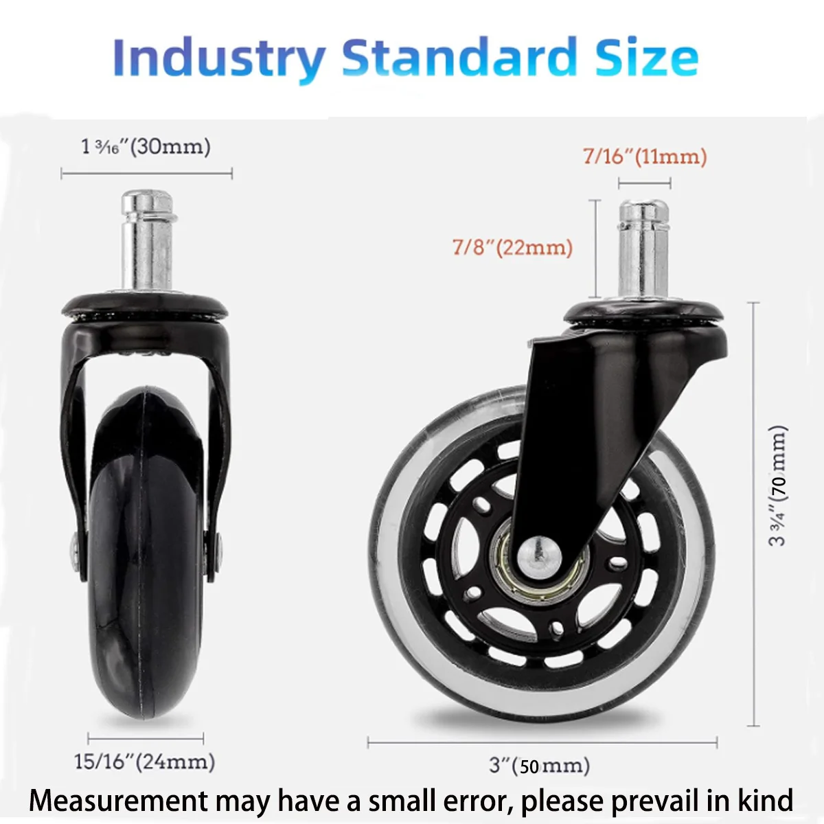 Furniture Casters 3 Inch Office Rubber Chair Replacement Computer Gaming Desk Caster Wheels