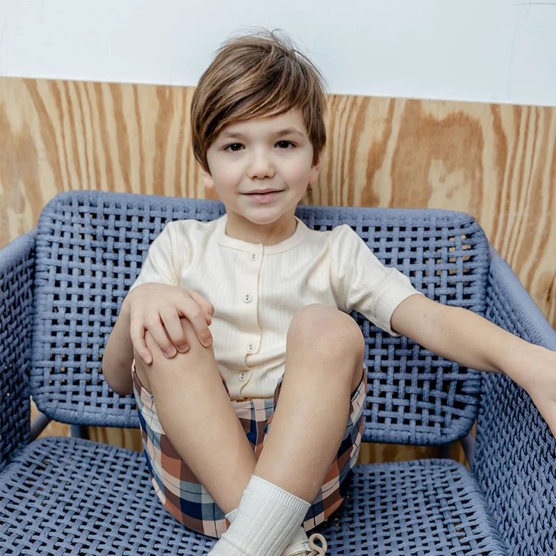 Kinder junge und mädchen stricken strickjacke gerippte baumwolle outfit familie passenden kleidung kurze und lange ärmel baby kleidung vorne taste – Detail 3