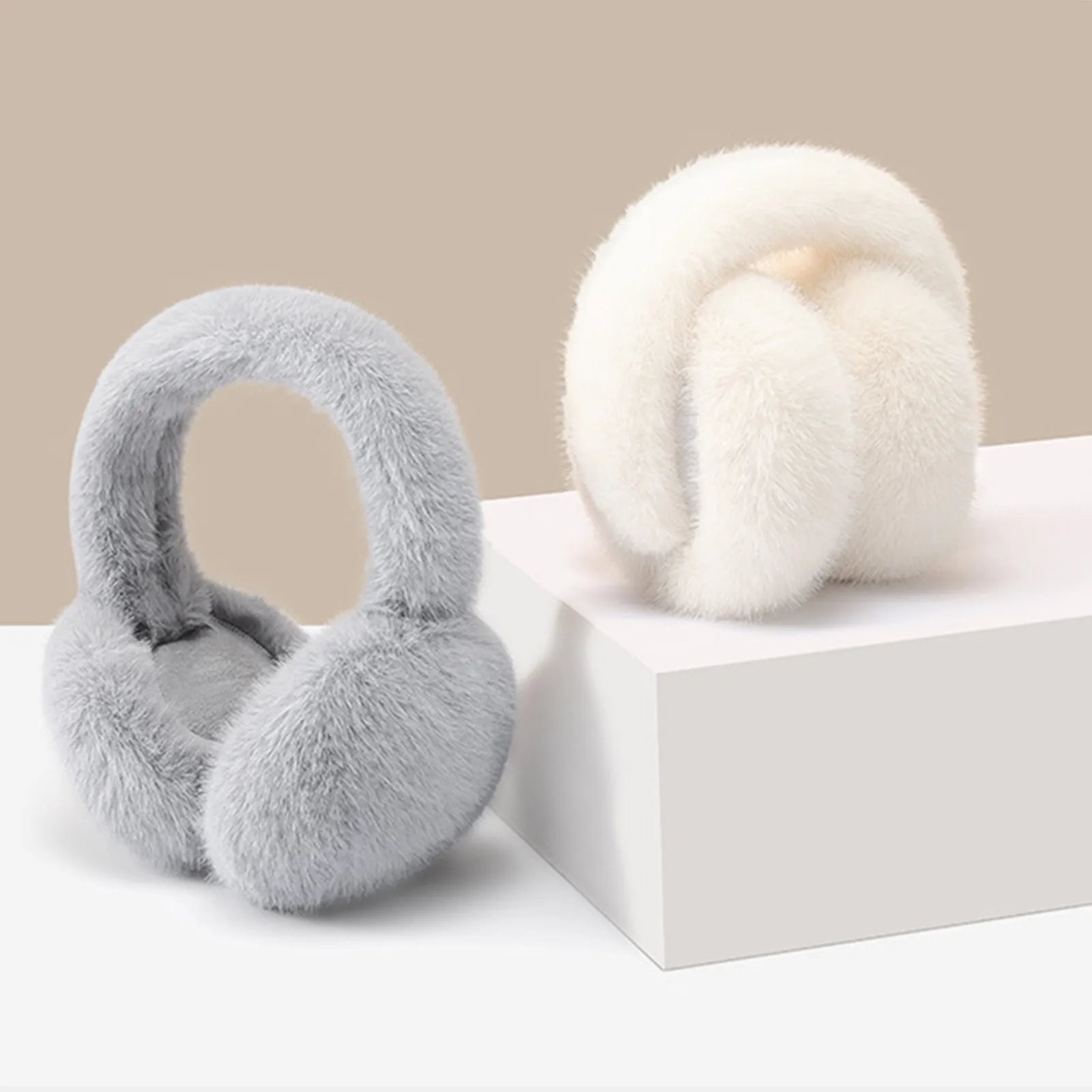 Warm earmuffs Fur earmuffs Soft Plush Foldable Ear Warmer Winter Warm Earmuffs Fashion Ear Cover Outdoor Cold Protection Solid Color
