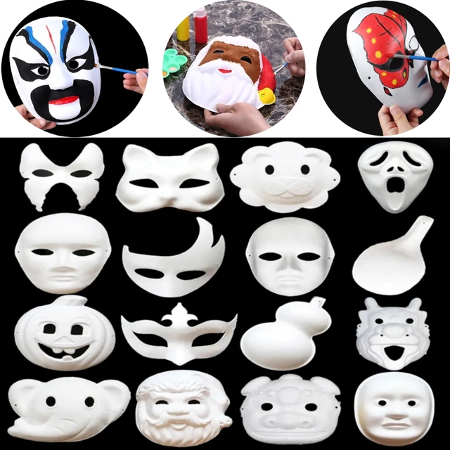 Masquerade Paper Blank White Mask Halloween Cosplay Cat Diy Hand Painted  Face Paintable Party Supplies - Masks & Eyewear - AliExpress