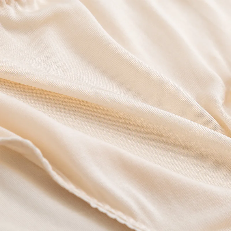 Women's Natural Silk Summer Breathable Mid Waist Triangle Underpants Thin Silk Underpants Basic