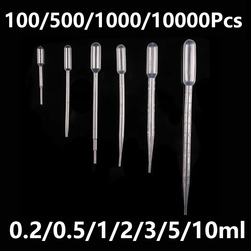 

Disposable Plastic Pipette 1ml 2ml 3ml 5ml 10ml Pipettes Droppers Transparent Graduated Dropper Laboratory Tools Equipment