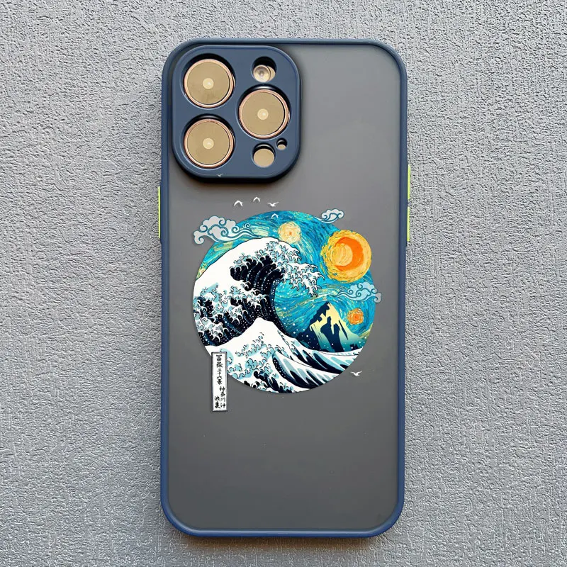 Cartoon Sternenhimmel Wellen-Handyhülle für iPhone 17 16 15 14 Pro Max 13 12 11 Pro Max Mini XR XS X Kreative Ölgemälde-Hülle – Detail 6