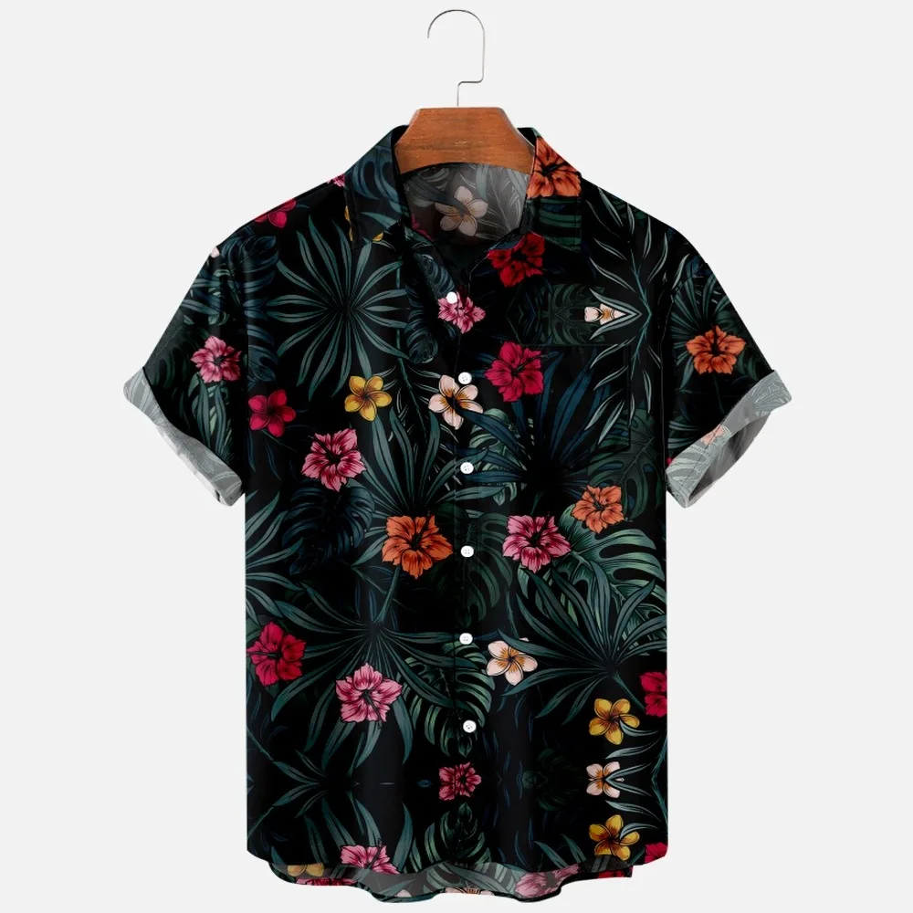 

Men's Fashion T Shirts Hawaiian Tropical Camicias 3d Print Cozy Casual One Button Shirts Short Sleeve Beach Oversized Clothes 5