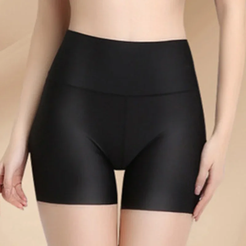 Women High Waist Panties Safety Short Pants Anti Exposure Underwear Corset Pants M L XL Black Skin White Ice Silk Traceless