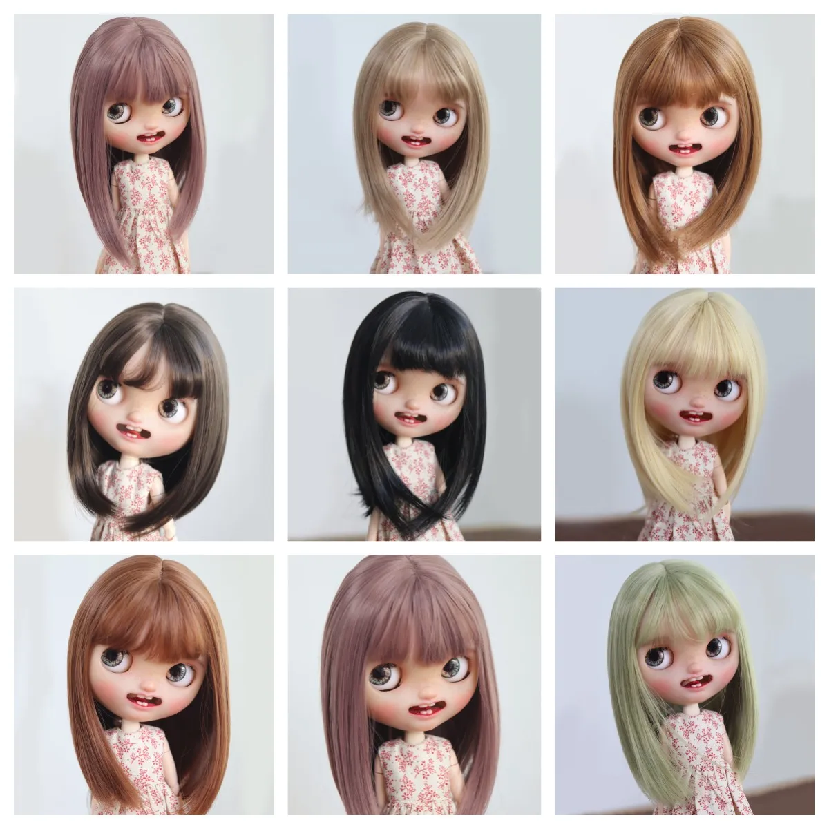

Qbaby BJD Doll Wig For Blythe Size Doll Accessories Toys Tress Hair High Temperature Silk Long Air Bangs For Girl Doll Wig