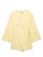 HH Fashion Women's Linen 2 Pieces Set 2025 Spring Summer Kimono Style Loose Lace Up Shirts Tops Female Wide Leg Pants Suits - Image 4