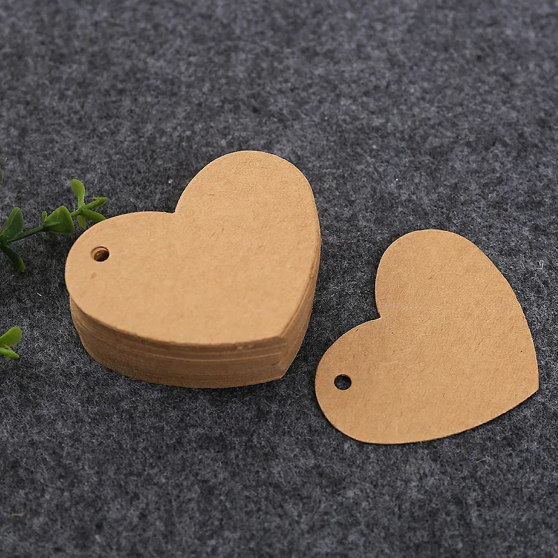 Description Picture 2 of item100pcs Heart Shaped Paper Tags Christmas Gift Packaging Hang Tag Kraft Paper Cards Labels Garment Shoes Bags Packing Accessories