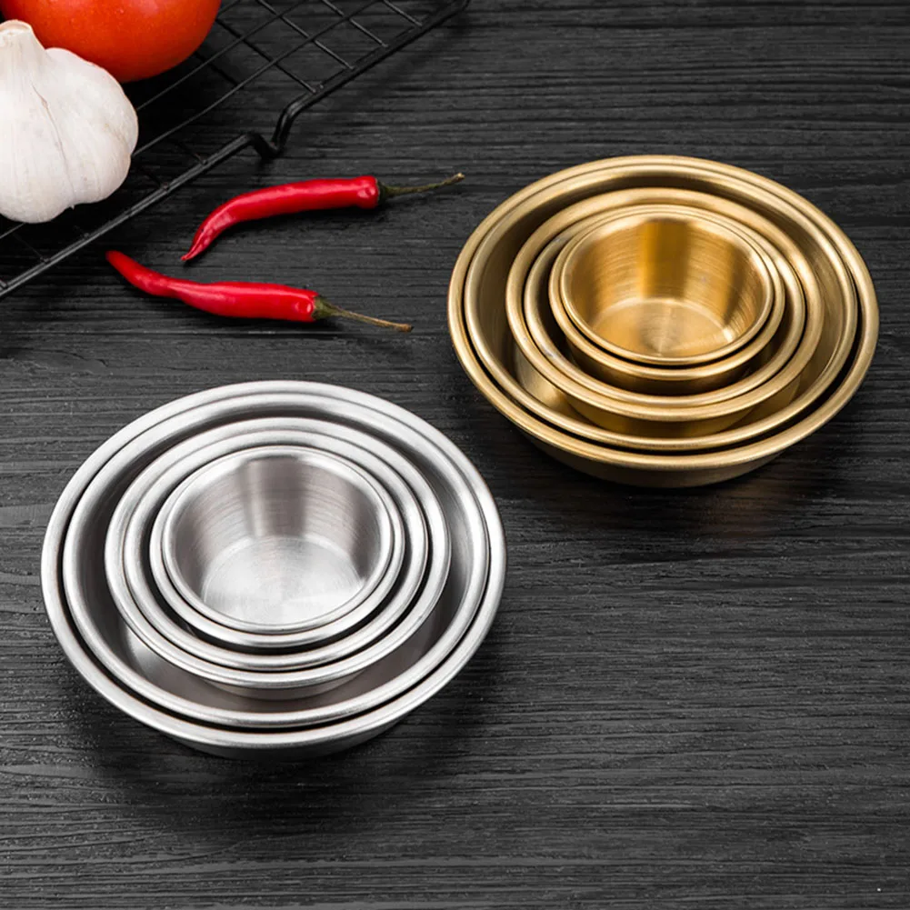 

1pc Stainless Round Steel Seasoning Dish Dipping Small Bowl Sauce Cup Fruits Olives Nuts Tableware For Homes Restaurants