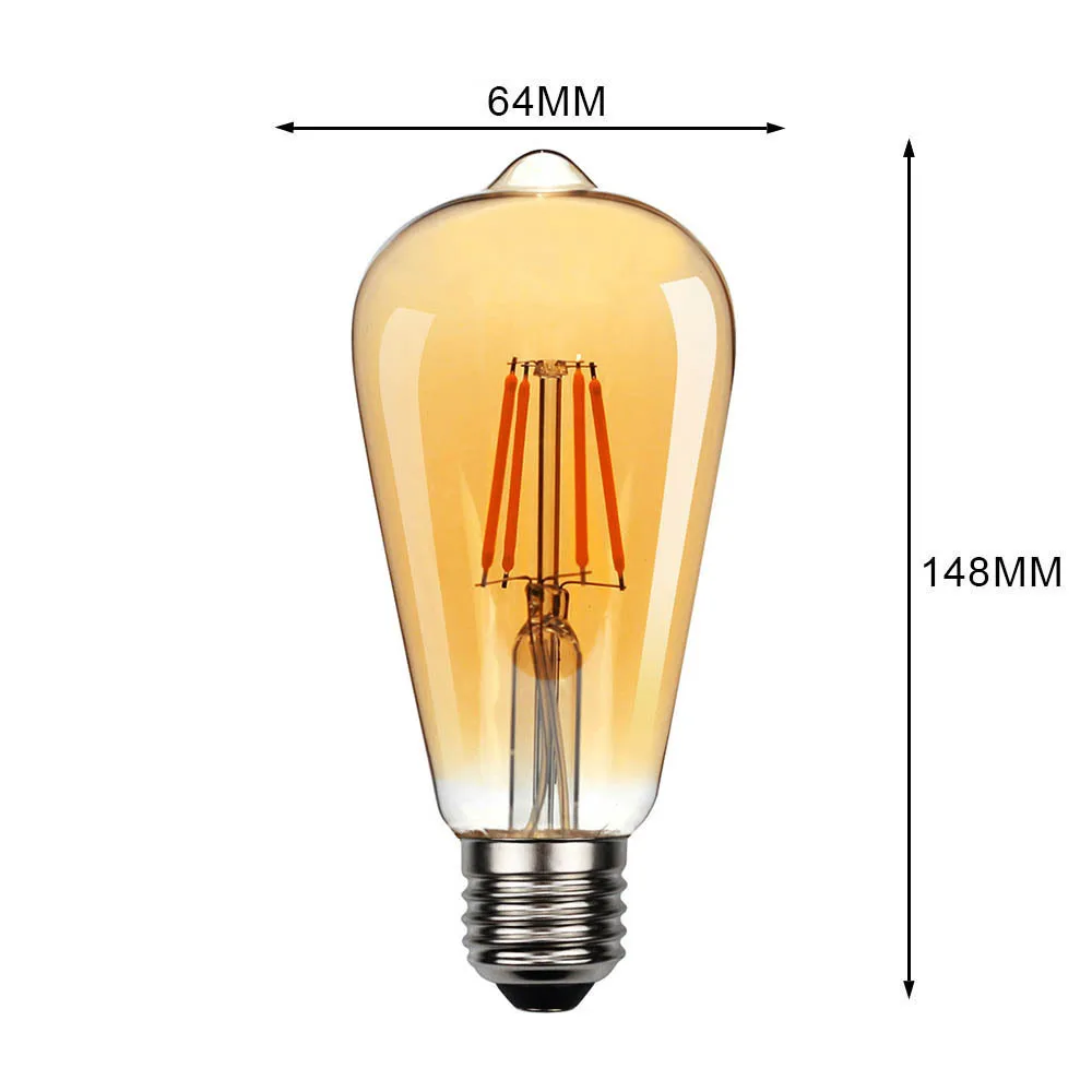 Lampadina LED Filamento Vintage 8W E27 Gold ST64 - Dimmerabile