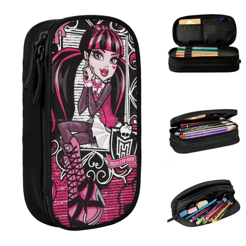 

Draculaura Monster High Pencil Cases Cartoon Pencilcases Pen Box for Student Large Storage Pencil Bags School Gifts Stationery