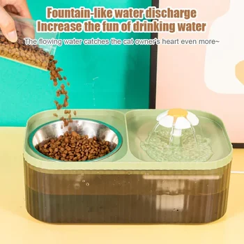 Automatic Cat Feeder Water Dispenser Large Capacity Small Flower Water Dispenser Integrated Mobile Water Drinking Pet Products 4