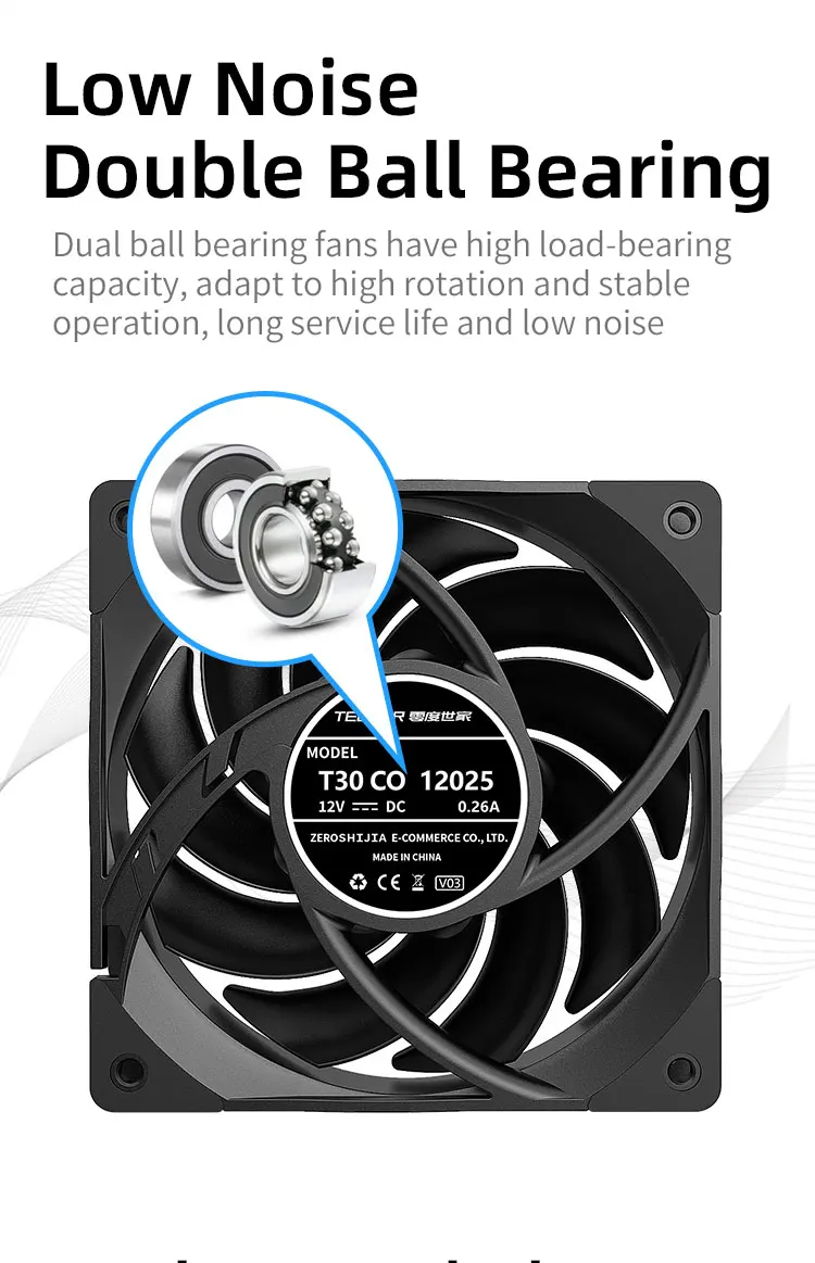T30 Series PC Cooling Fan High Wind Pressure Performance Version Dynamic Balance