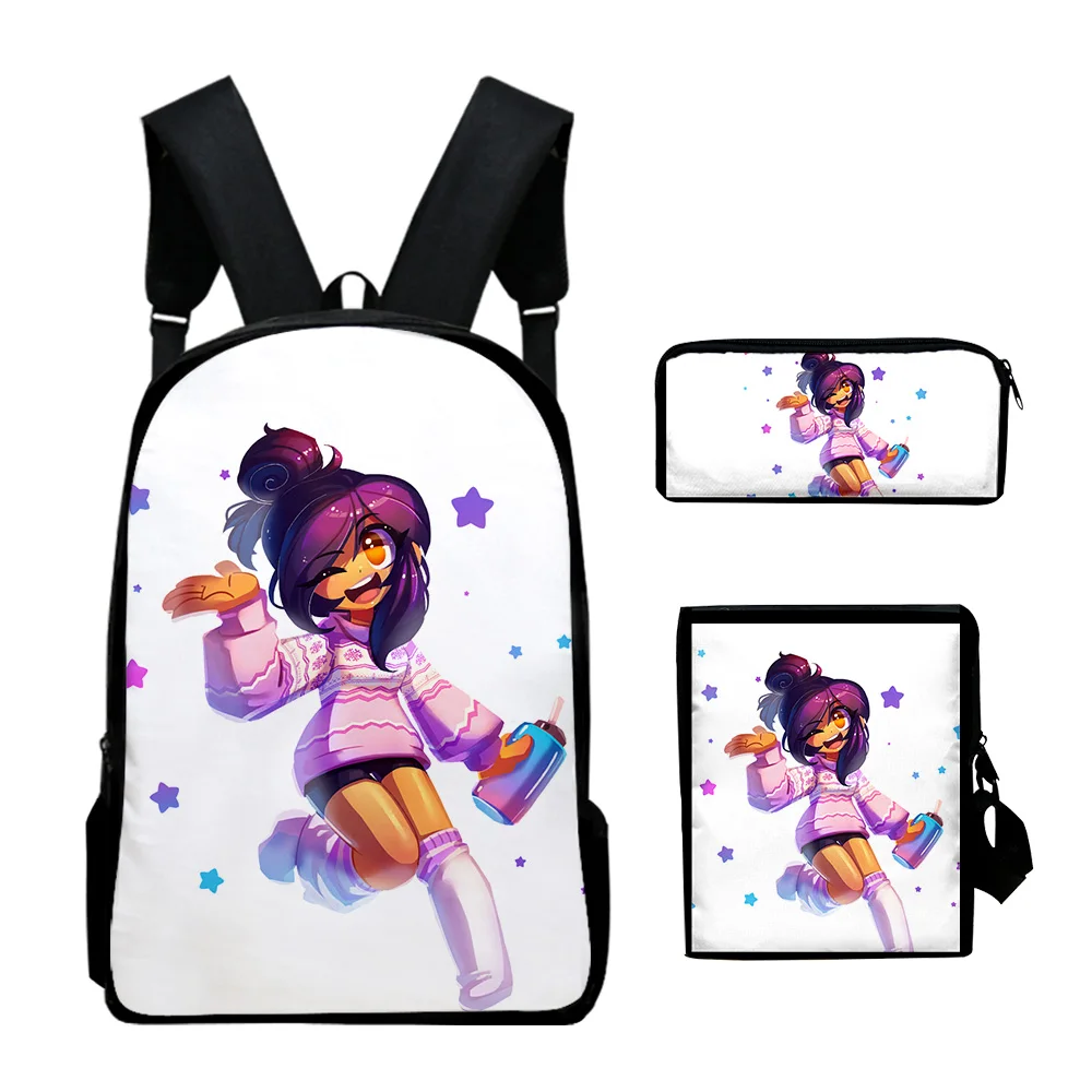New Aphmau Merch Pattern Large Capacity Backpack Set 3 Pieces Lightweight Youth School Bag 3D Printing Messenger Bag Pencil Case