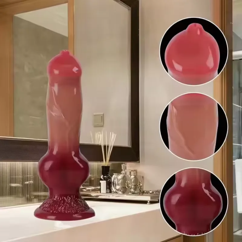 Silicone animal dog dildo vaginal vestibule plug realistic silicone dildo female male masturbator couples adult products quee