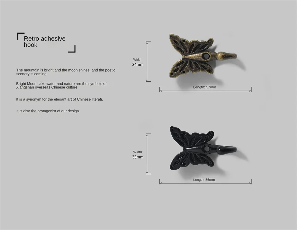 Description Picture 3 of itemCoat Clothes Bag Hat Hanging Hangers Home Storage Hook Organize Retro Single Prong Hook Wall Mounted Screws Hanger Key