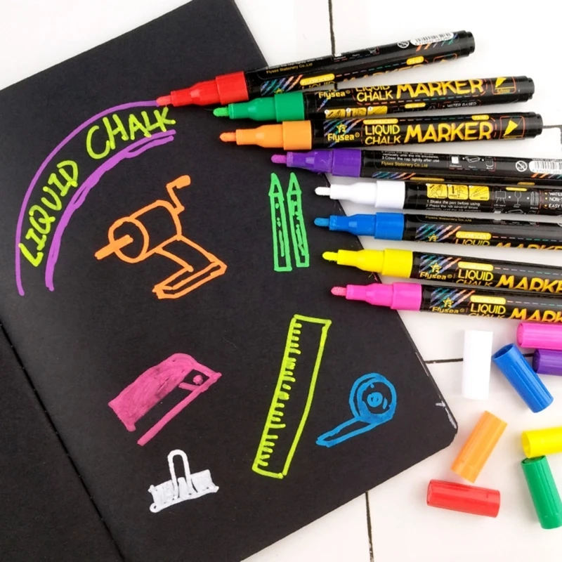 

8 Colors 5mm Liquid Chalk Marker Pen For Led Fluorescent Board Electronic Luminous Word Whiteboard Erasable Billboard Screen