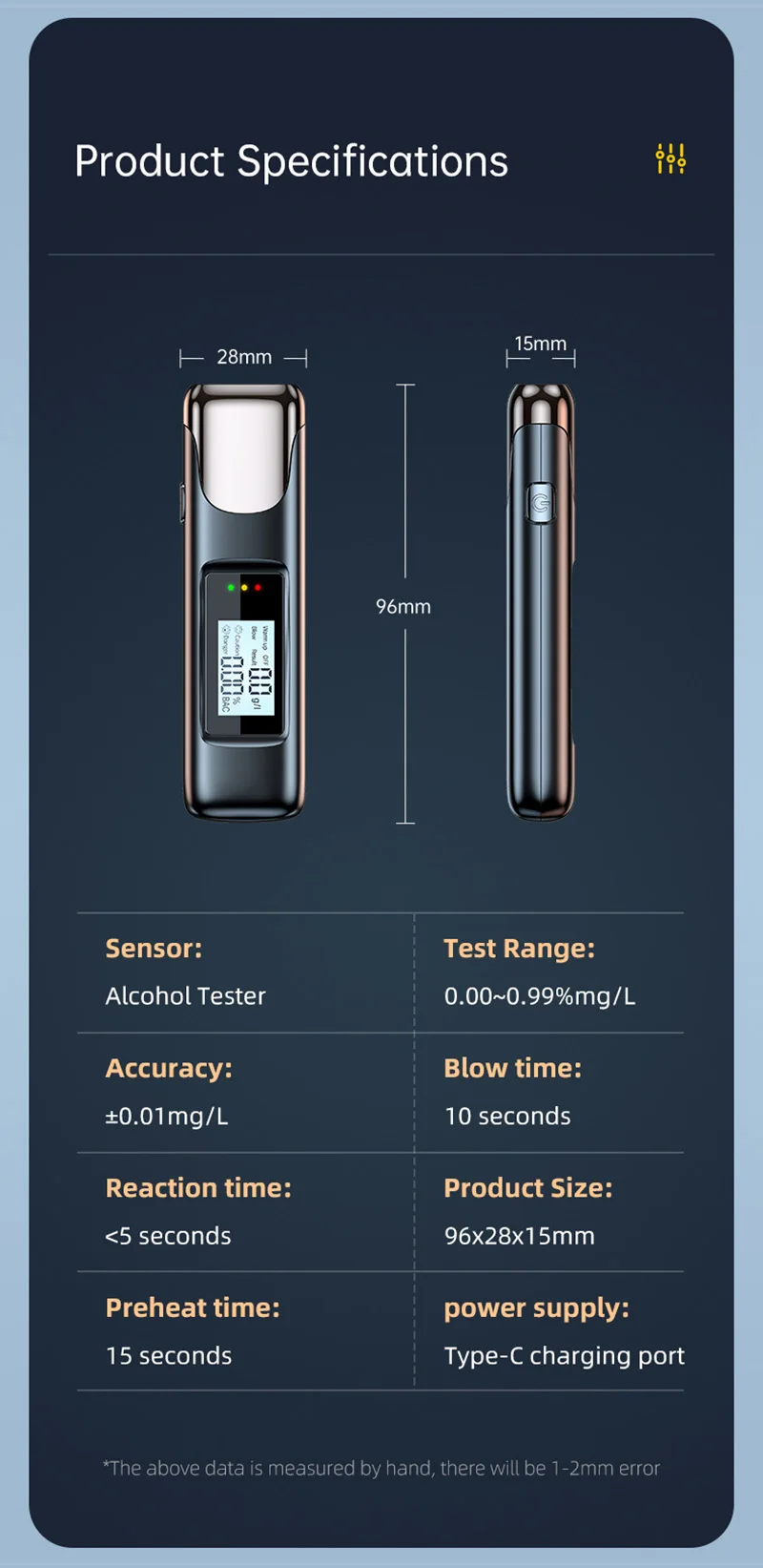 Xiaomi C10 High Precision Alcohol Tester Breathalyzer For Drunk Driving Detectio