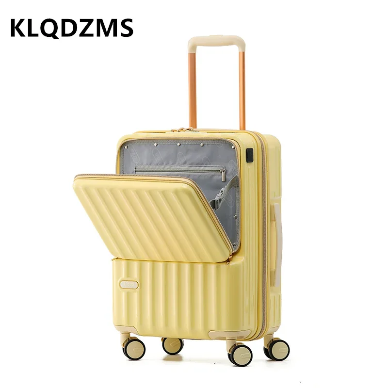 

KLQDZMS ABS+PC Luggage High Quality Front Opening Laptop Trolley Case 20 Inch Boarding Case 24" USB Charging Cabin Suitcase