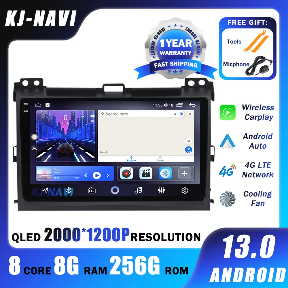 

Android 13 для Toyota Land Cruiser Prado 120, Lexus GX470, автомобильное радио, мультимедийные проигрыватели, Авторадио для CarPlay, автомобильный № 2Din, 2 Din, DVD