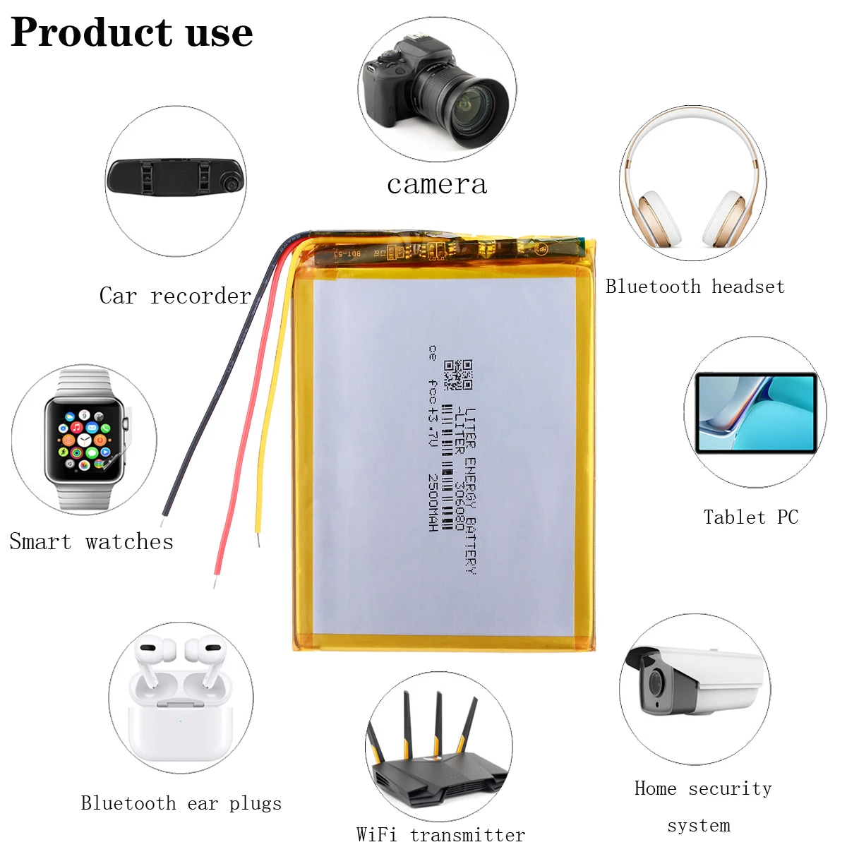 3.7v polymer 3 line Rechargeable battery 306080 2500mah love landing PDA smart tablet computer Krema stereo e-book lithium ion battery