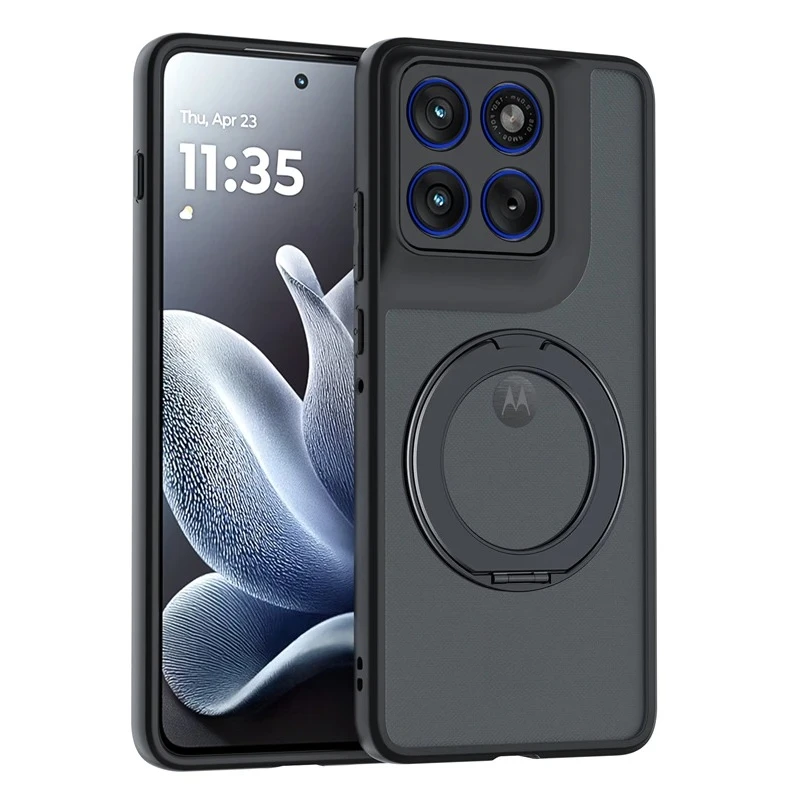 Matte Clear Armor Rugged Case with Magnetic 360 Holder Ring Cover