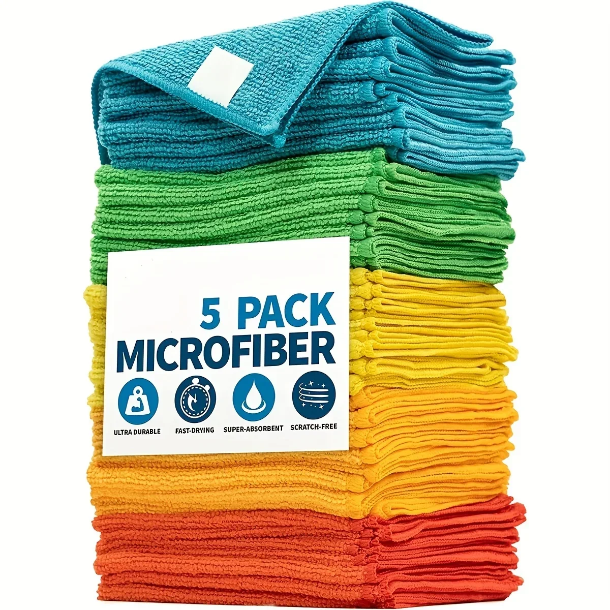 Premium Microfiber Absorbent Cleaning Cloths - Durable Dishwashing & Multi-Purpose Household Rags