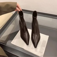 2025 New Women's Ankle Boots Sexy Pointed Toe Woman Short Boots Fashion Causal Ladies Thin High Heel Boots Solid Color Stiletto - Image 5