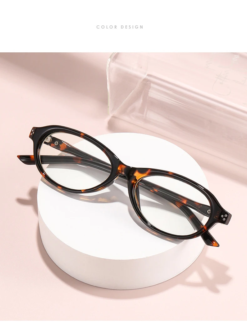 Myopie-Brille, elliptischer Rahmen, lichtempfindlicher Farbwechsel, kleiner Rahmen ohne Make-up, Anti-Blaulicht-Modebrille 6085 – Detail 12