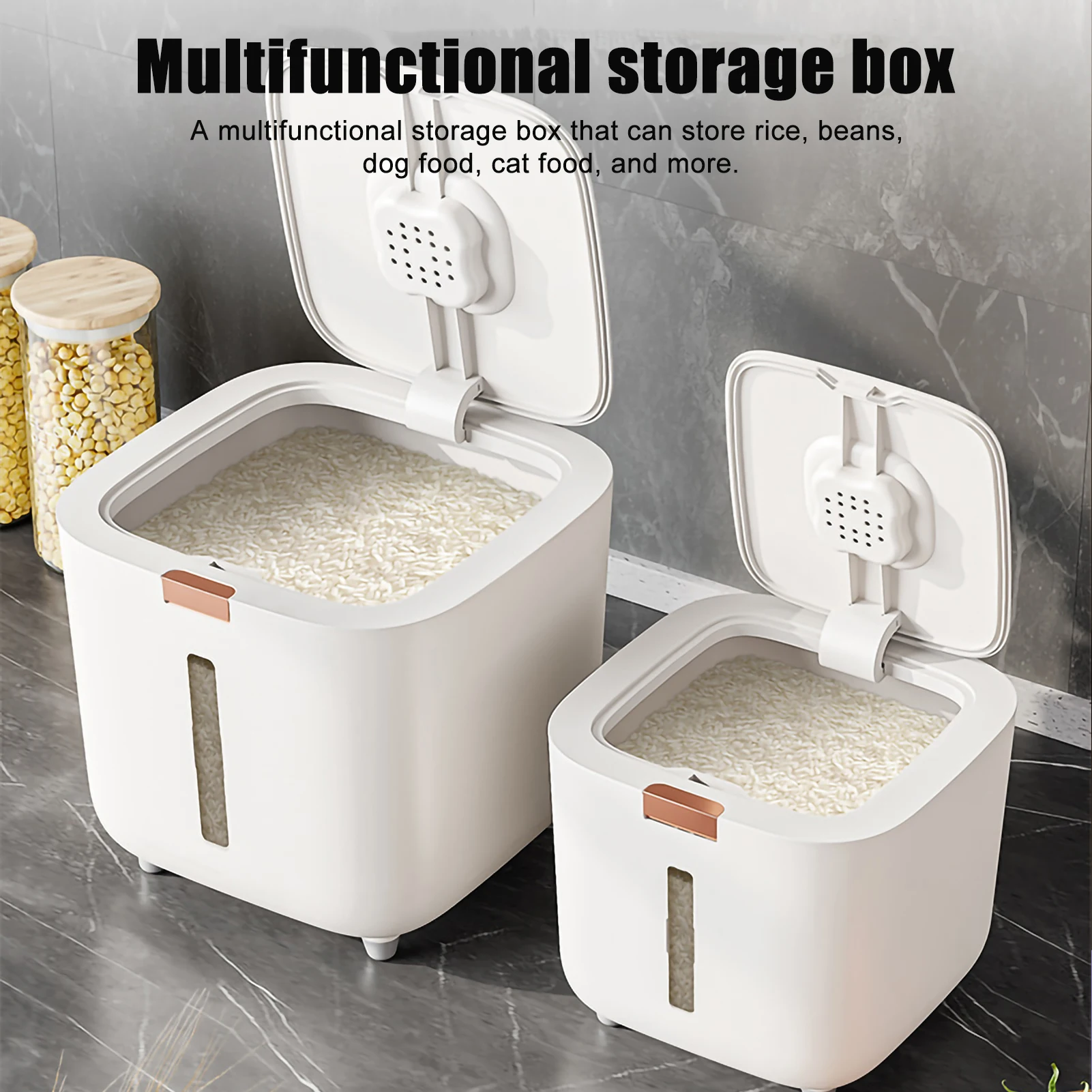 곤충 방지 습기 방지 쌀 상자, 곡물 밀폐 항아리 주방 용기, 뚜껑 포함 보관 상자, 10 kg, 20kg  Best5