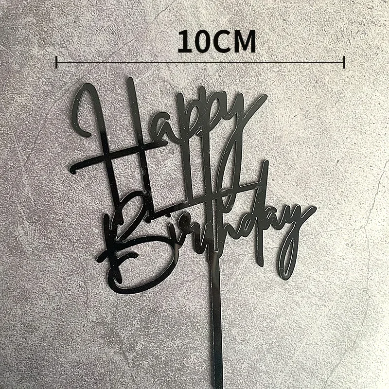 Acrylic Happy Birthday Cake Topper Heart Cake Decoration  Baby Shower Party Kids Favors Decoration Supplies Birthday Decoration