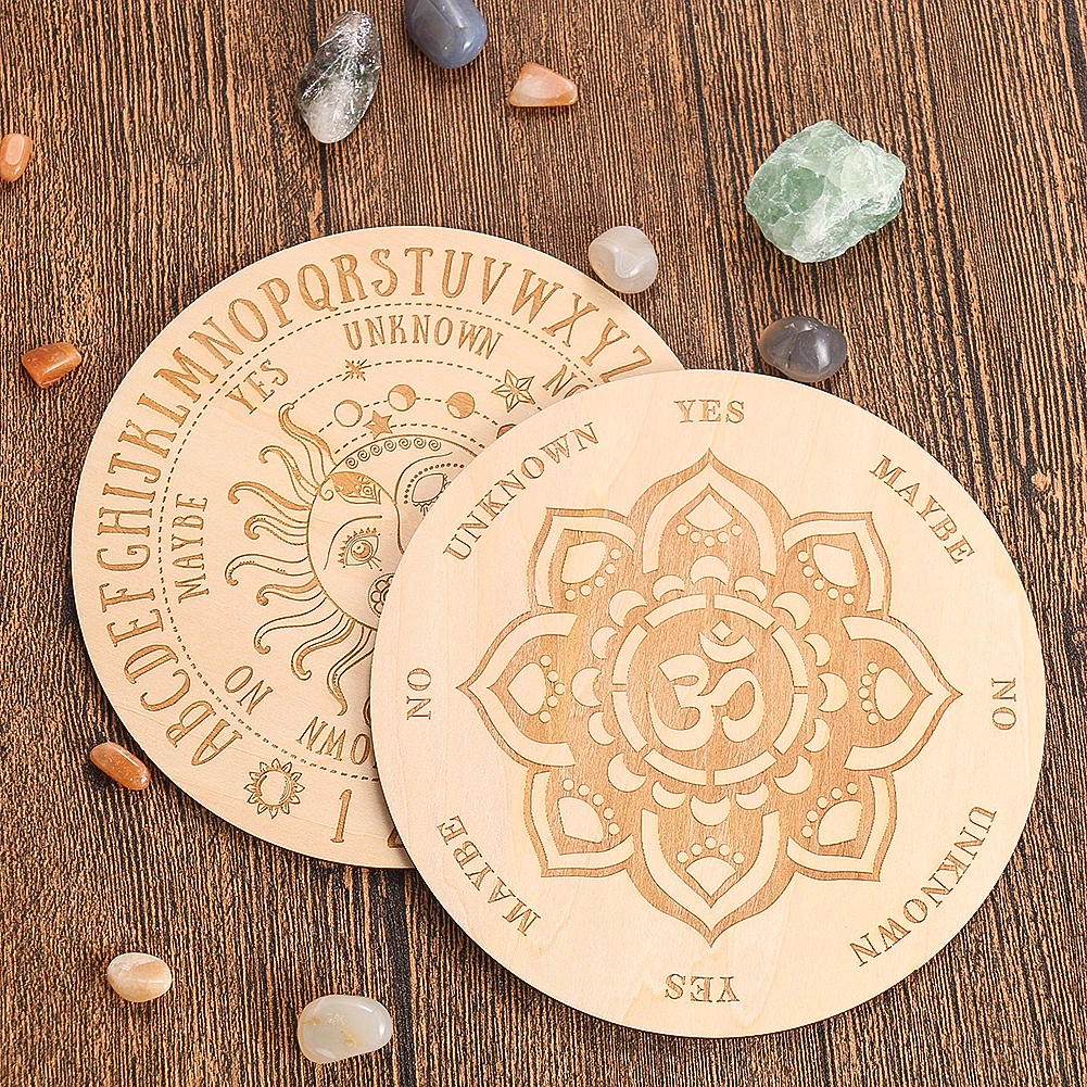 Wooden Divination Pendulum Game Board Star Sun Moon Energy Message Plate Metaphysical Healing Meditation Board Altar Ornaments
