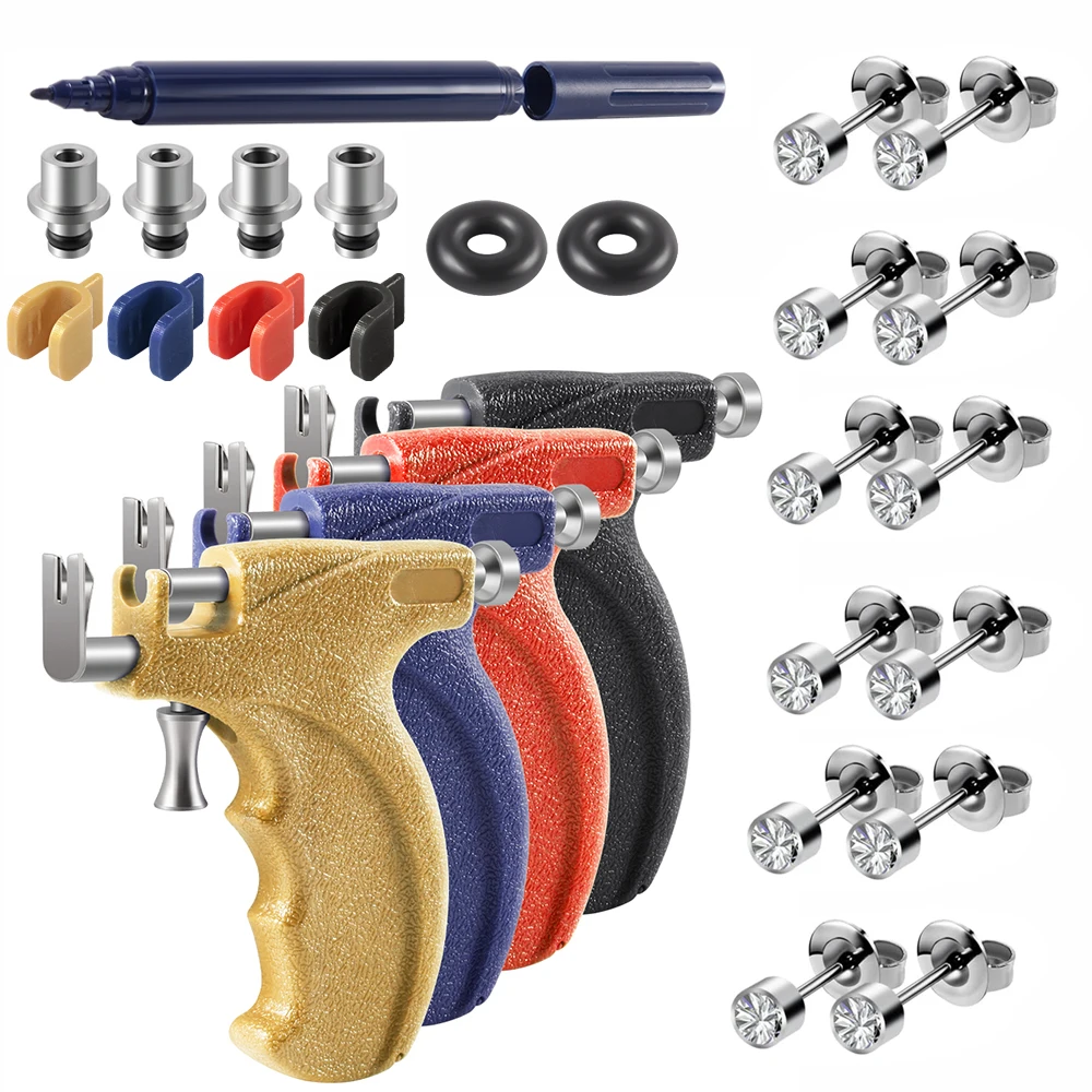 Professional Ear Piercing Gun Kit with Pairs 361L Surgical Steel