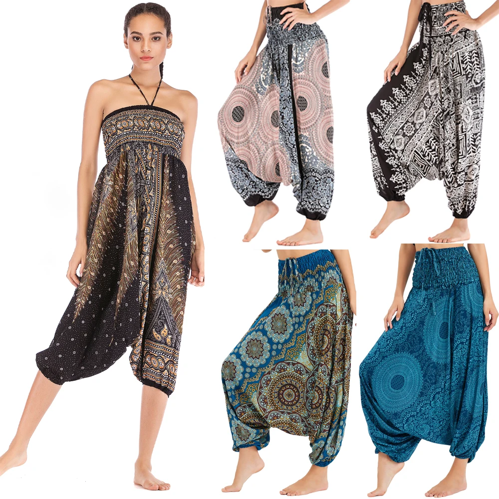 Women Bohemian Rayon Pants High Waist Harem Baggy Boho Yoga Wear