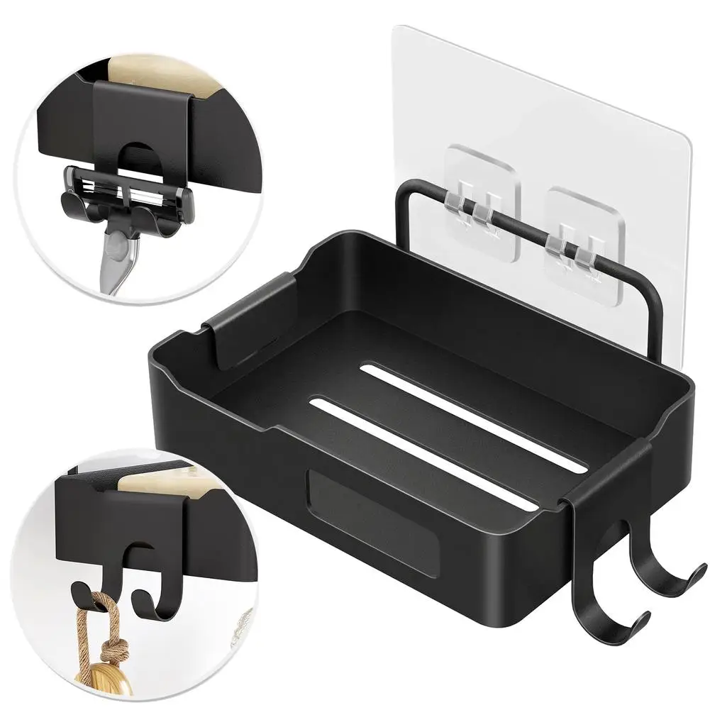 

Настенный держатель для мыла с крючками, поднос для мыла из нержавеющей стали, плоский держатель для мыла, аксессуары для кухни и ванной комнаты